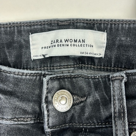 Zara Woman Power Sstretch High Rise Skinny Leg Distressed Designer Jeans - Picture 4 of 15